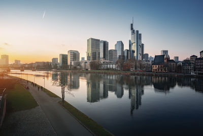 Reflection of buildings in water