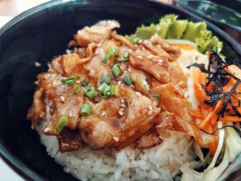 High angle view of meal served in plate