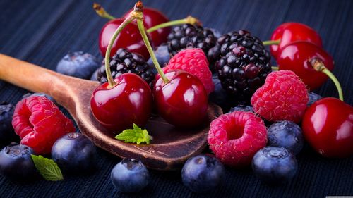 High angle view of fruits on table