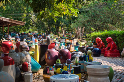 Group of people at market stall