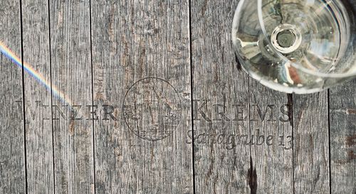 Directly above shot of glass bottle on table