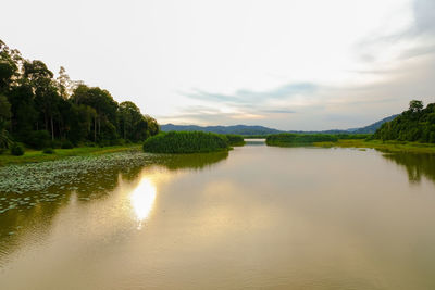 Scenic view of lake against sky