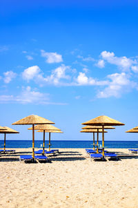 Deck chairs on beach