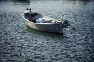 Boat sailing in sea