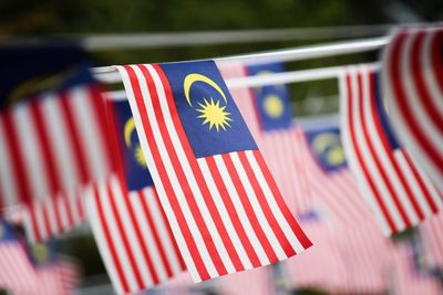 Close-up of malaysian flags