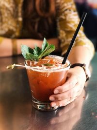 Drink on ice cream in glass