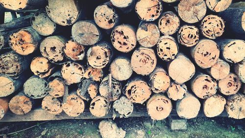 Full frame shot of logs