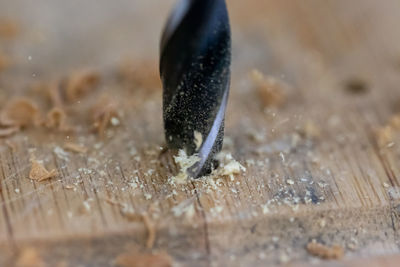 High angle view of black coffee on table
