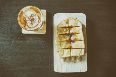 High angle view of bread on table