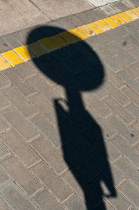 Shadow of person on road