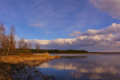 Scenic view of lake against sky