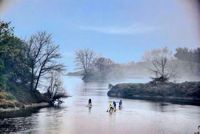 People enjoying in lake