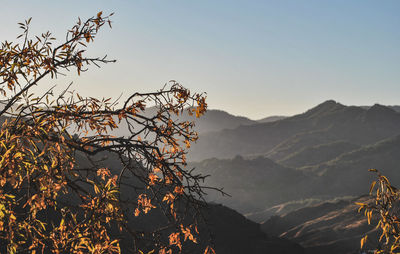 Scenic view of mountains against clear sky