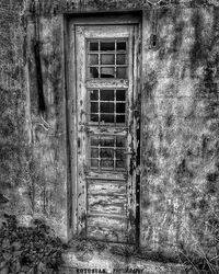 Closed door of house