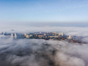 High angle view of cityscape against sky