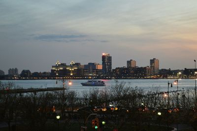 Illuminated cityscape at night