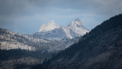 Panoramic view of snowcapped mountains against sky