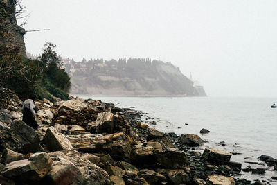 Scenic view of sea against clear sky