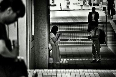 Woman walking in city