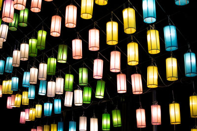 Full frame shot of illuminated lanterns