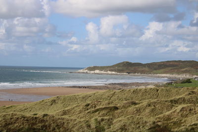 Scenic view of beach against sky