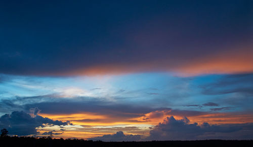 Low angle view of dramatic sky during sunset