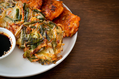 Close-up of food in plate on table