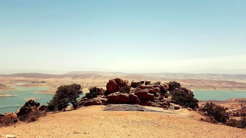 Scenic view of landscape against clear sky