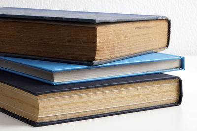 Close-up of books on table