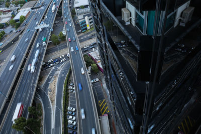 High angle view of traffic on road