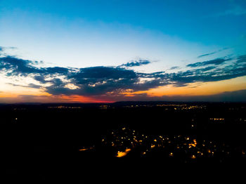 Silhouette landscape against sky during sunset