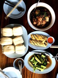 Close-up of food served on table