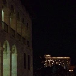 Low angle view of buildings at night