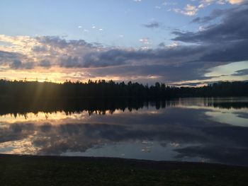 Reflection of trees in lake