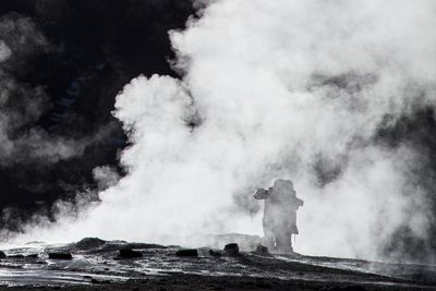 Steam emitting from hot spring