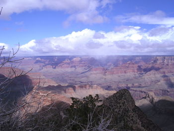 Scenic view of landscape against cloudy sky