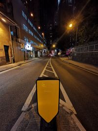 Surface level of road in city at night