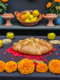 Close-up of food on table