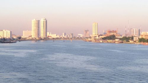 City skyline with waterfront