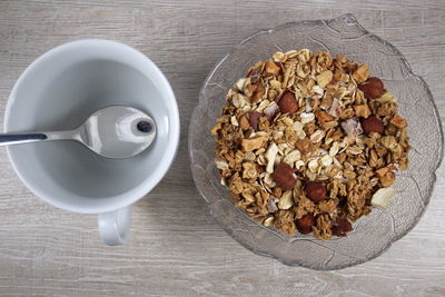 Close-up of breakfast on table