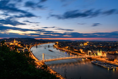 Budapest blue hour view from gellért hill