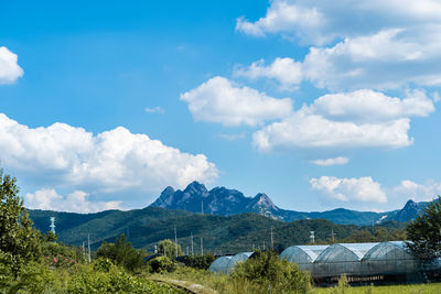 Scenic view of mountains against sky