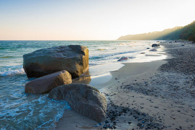 Scenic view of sea against clear sky