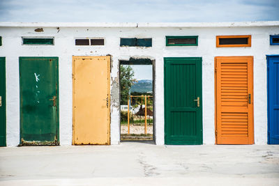 Row of colorful doors