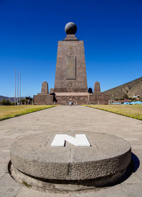 View of temple against clear blue sky