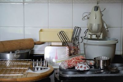 Close-up of kitchen counter at home