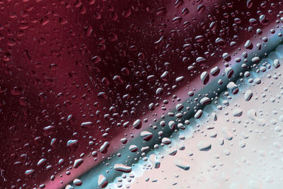 Full frame shot of raindrops on glass window