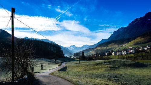 Scenic view of mountains against sky