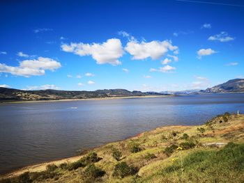 Scenic view of lake against sky