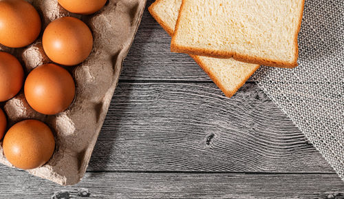 High angle view of breakfast on table